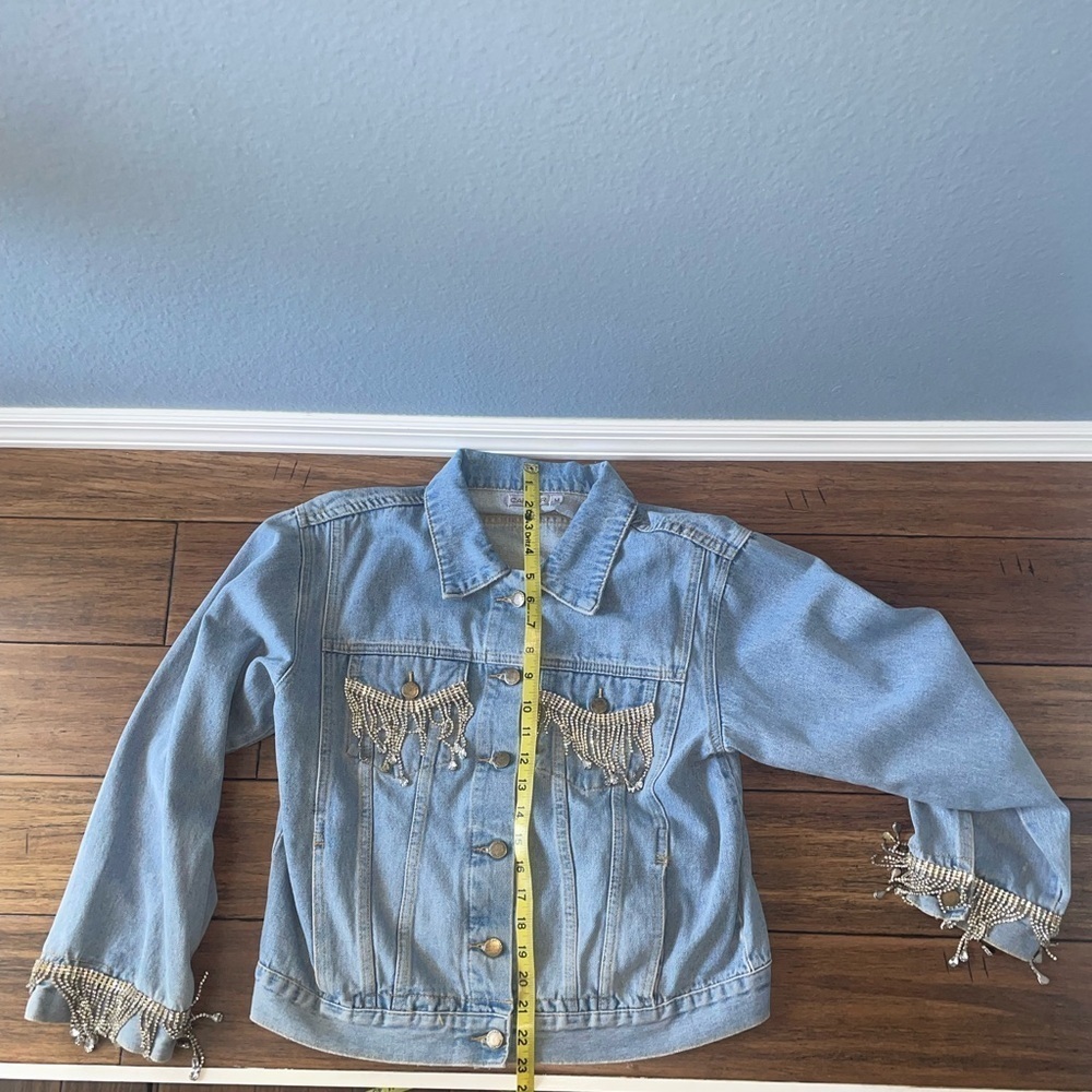 Y2k rhinestone denim jacket bling jacket crystal embellished jean jacket - Picture 4 of 13